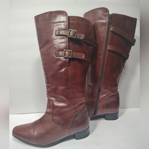 JJ Footwear Women's Piraens Cognac Leather XXLCalf Heeled Calf High Boots Sz 41